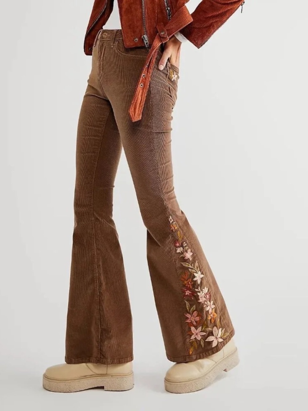 Anthropologie Driftwood Farrah Embroidered Cords